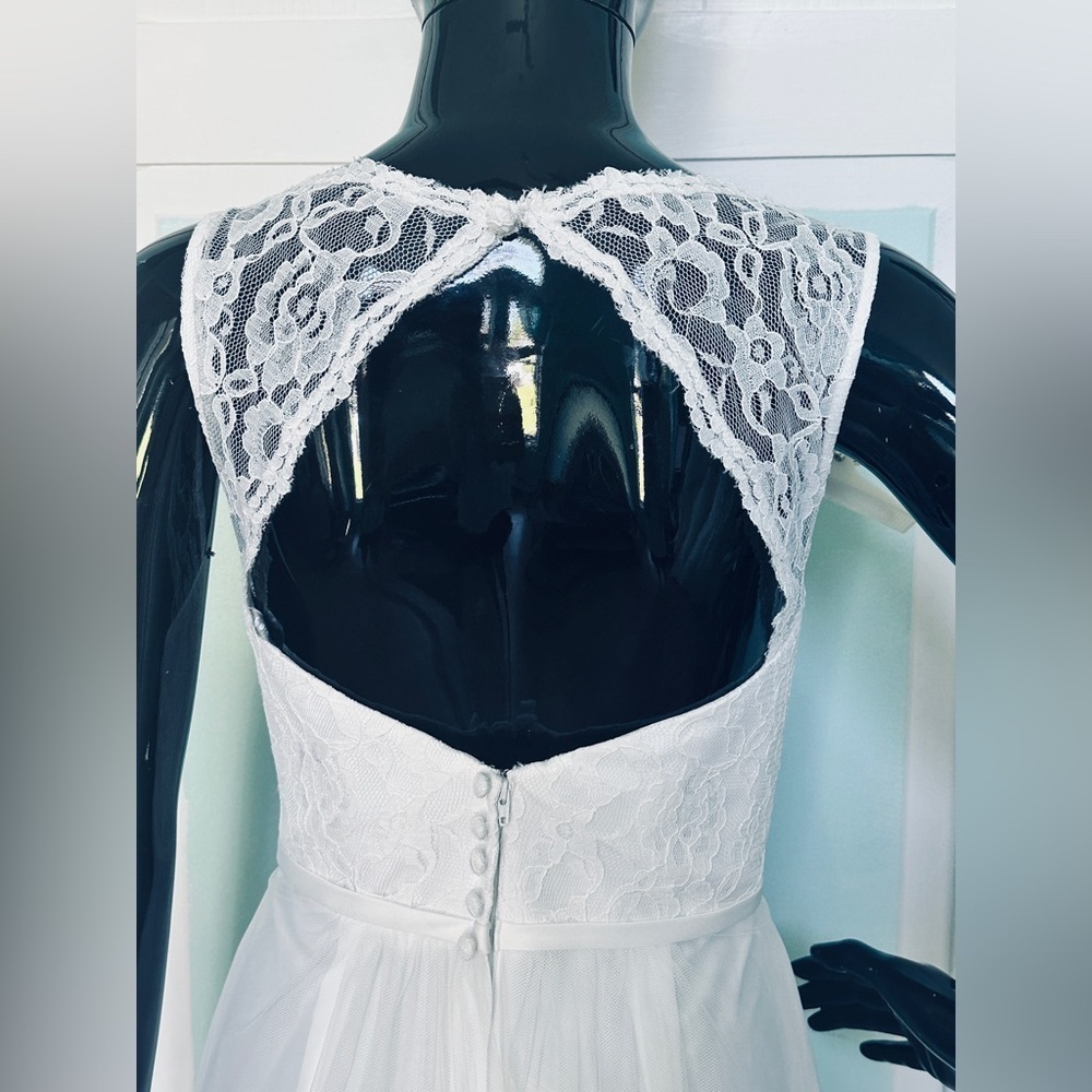 Size 6 Ivory Lace Tulle Wedding Dress Bridal Gown Garden Destination Reception - Picture 3 of 3